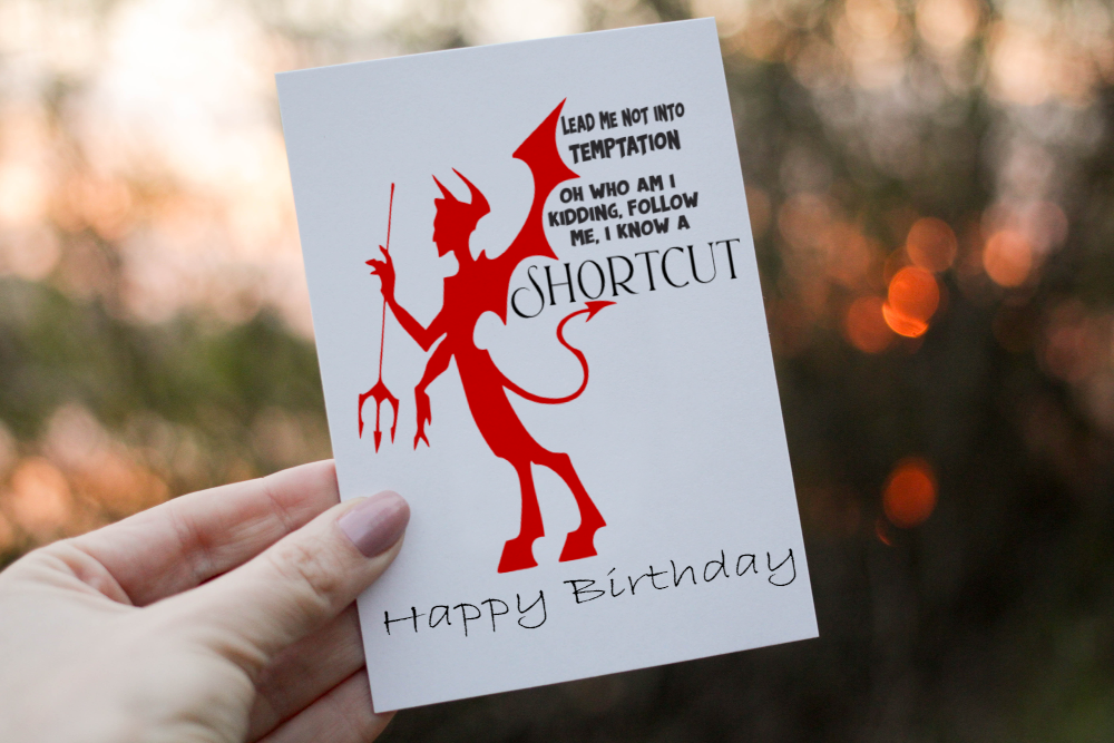 Funny Devil Birthday Card, Card for Friend, Greeting Card